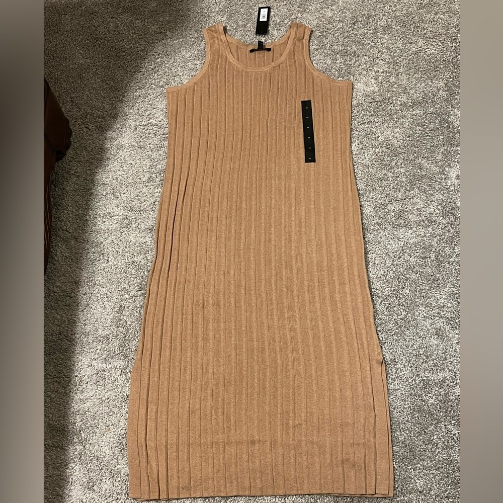 PLEATED MIDI DRESS -  BRAND NEW WITH TAGS - CAMEL